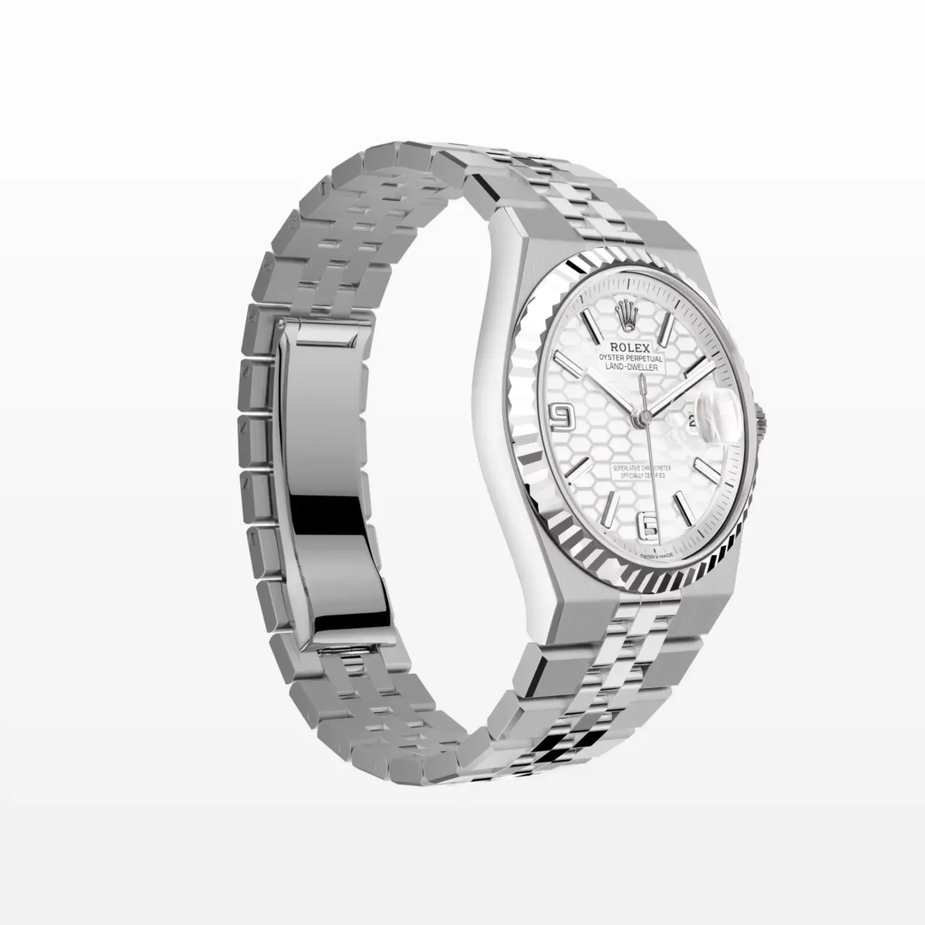 Rolex Land-Dweller 127234 super clone replica 36mm — crown and case detail