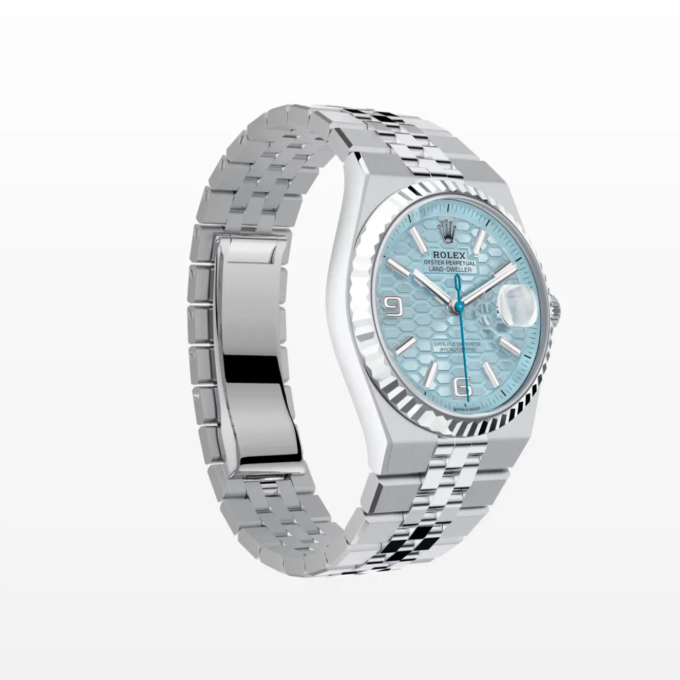 Rolex Land-Dweller 127236 clone 36mm — crown and case detail