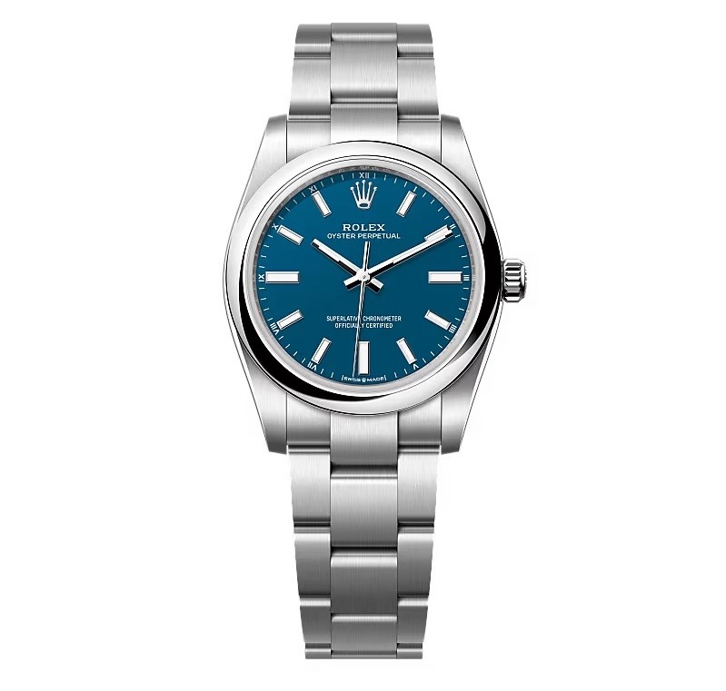 Rolex Oyster Perpetual 277200 replica med blue dial — front view