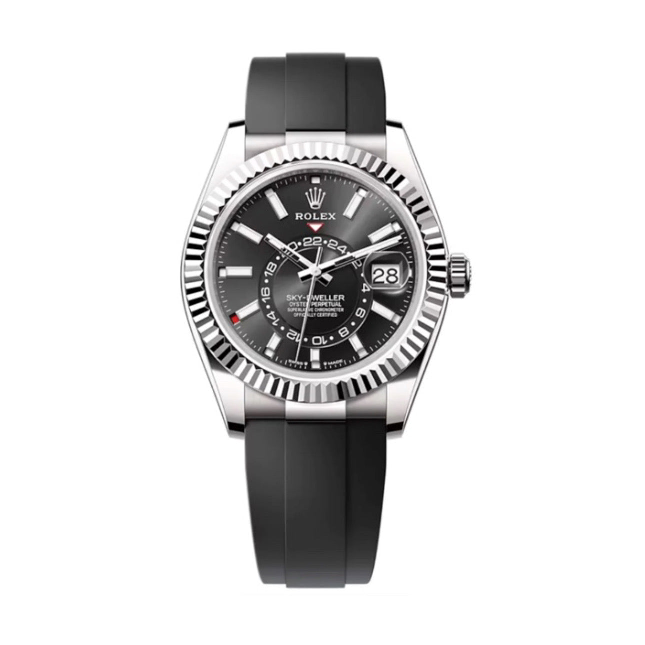 Sky-Dweller 336239 clone bright black dial — front view