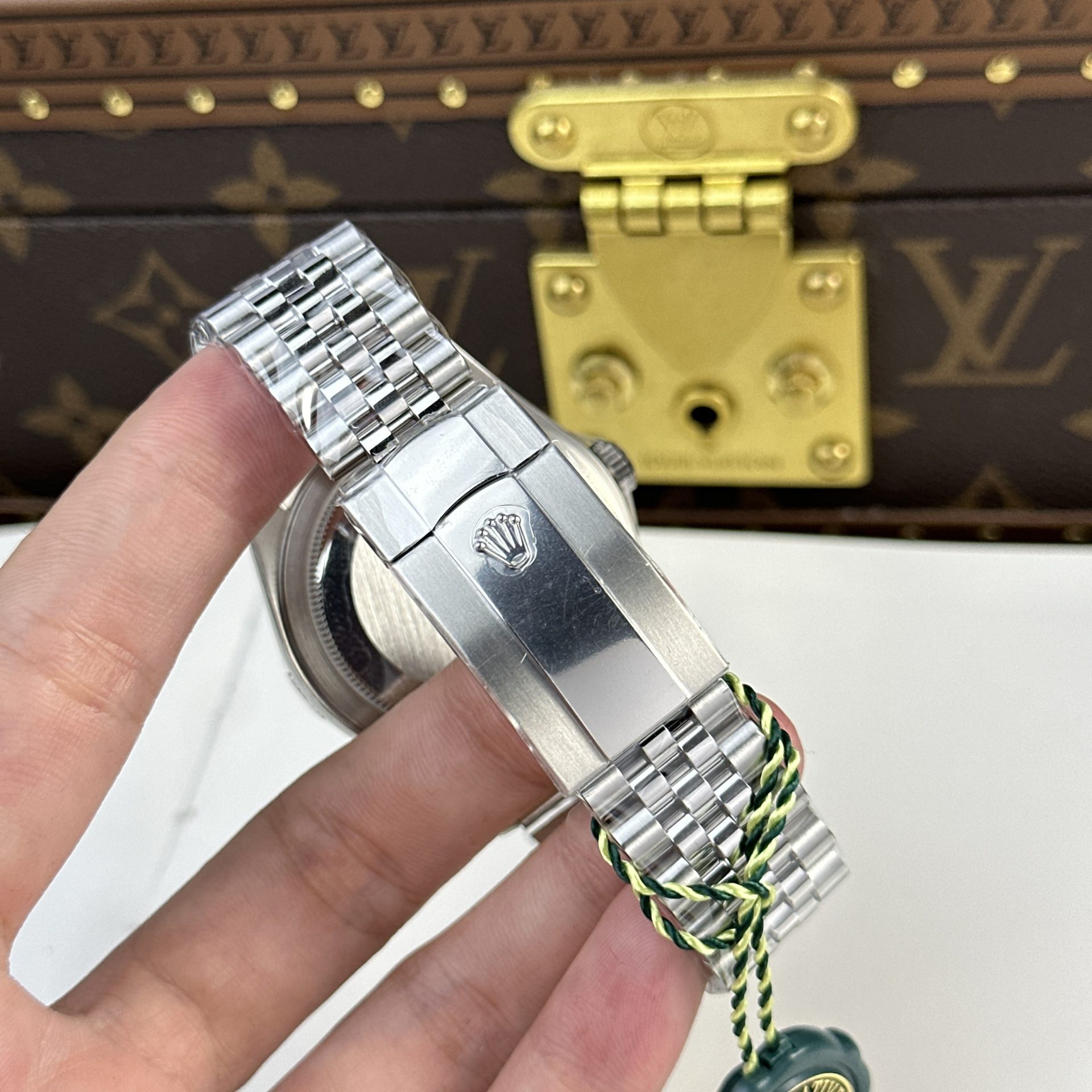 Rolex Sky-Dweller 336934 replica mint green dial — angled view