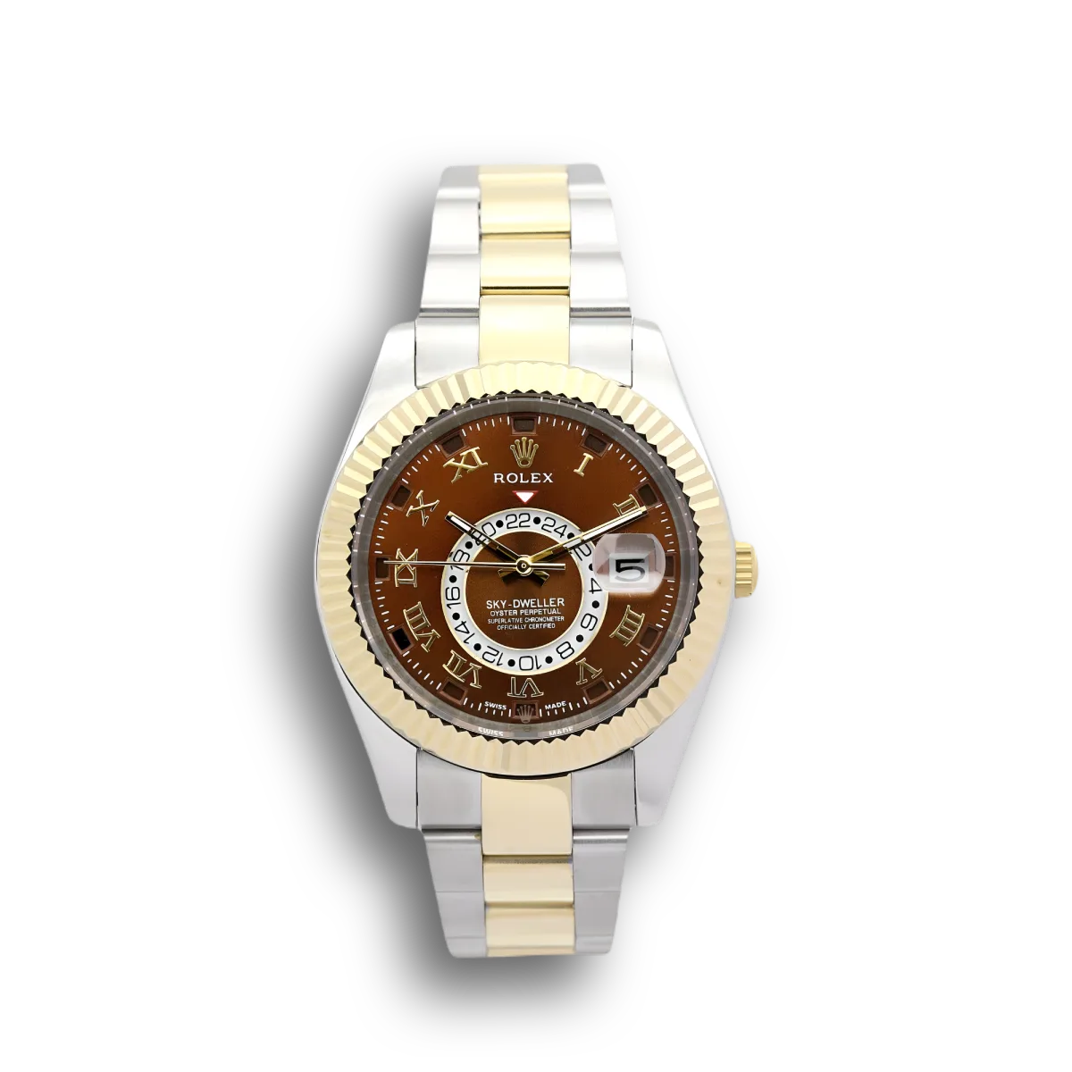 Rolex Sky-Dweller 326938 clone brown dial — front view