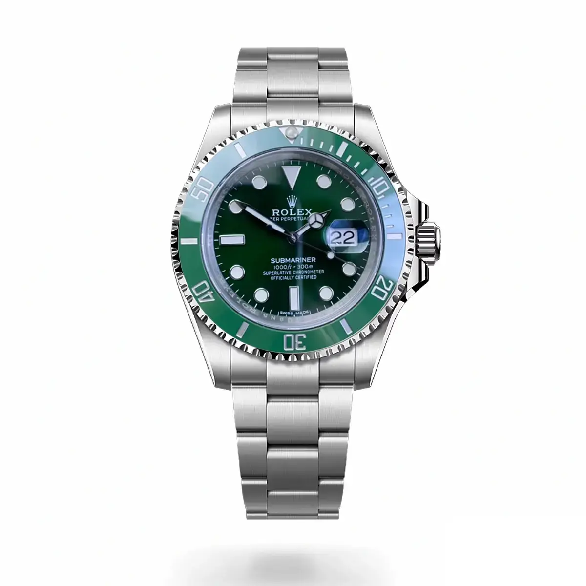Submariner 116610LV Hulk rolex replica green dial — front view