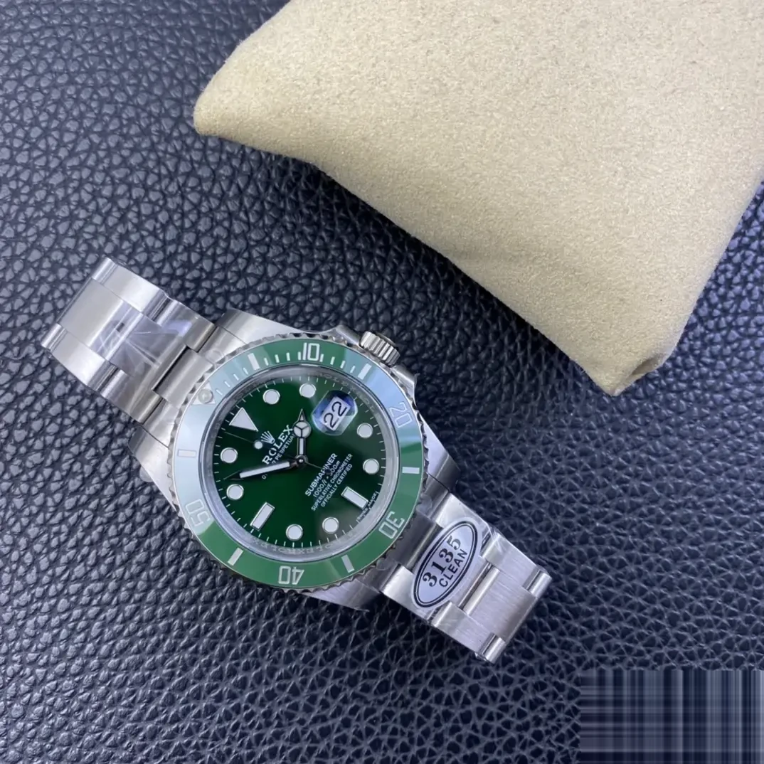 Rolex Submariner 116610LV miyota replica green dial — angled view