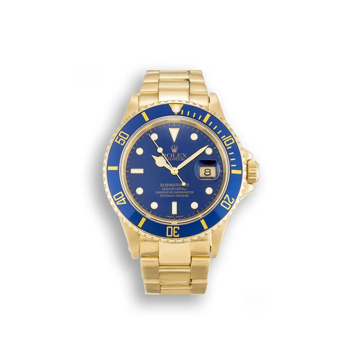 Rolex Submariner 16618 40mm Blue Dial Yellow Gold