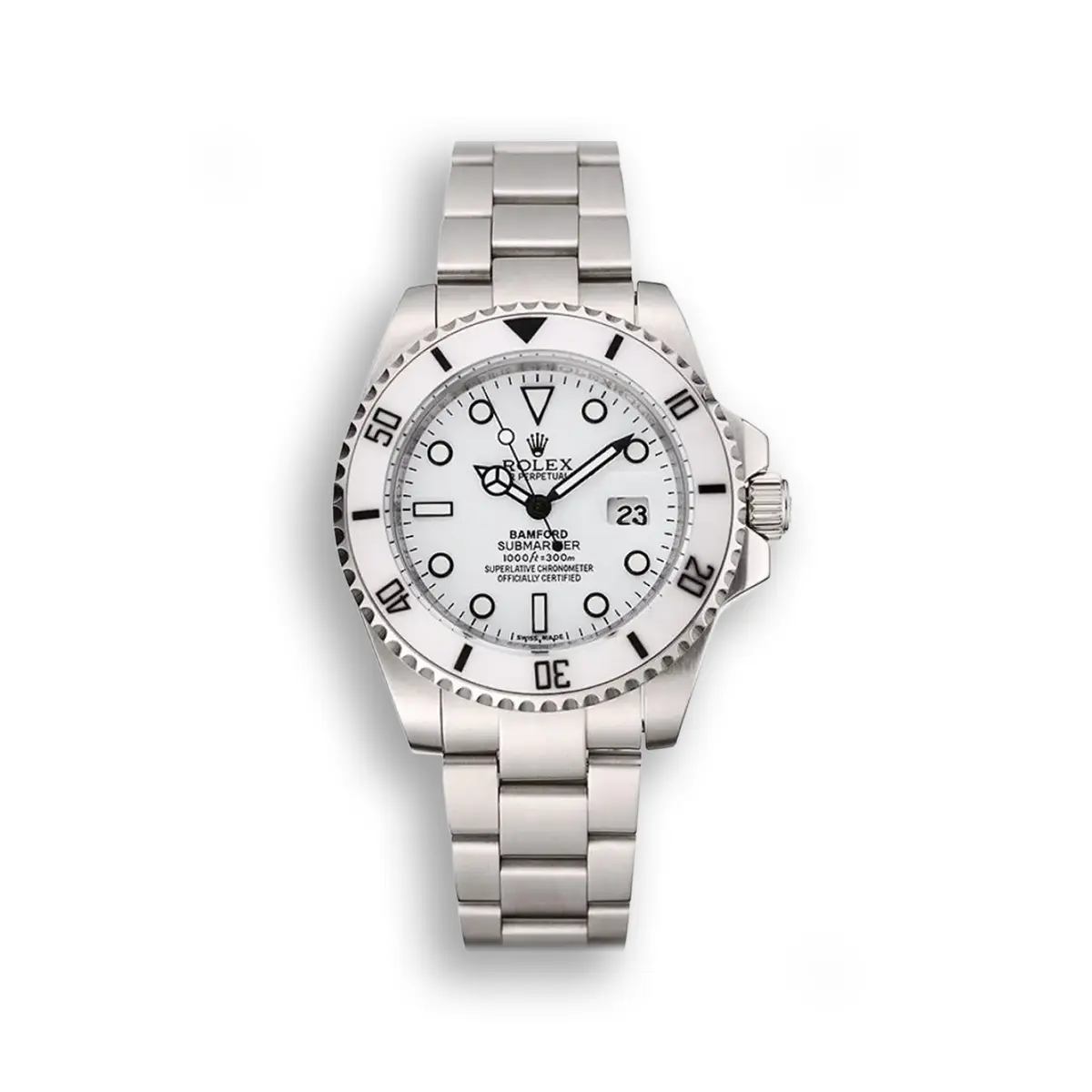 Rolex Submariner 1453863 clone white dial — front view