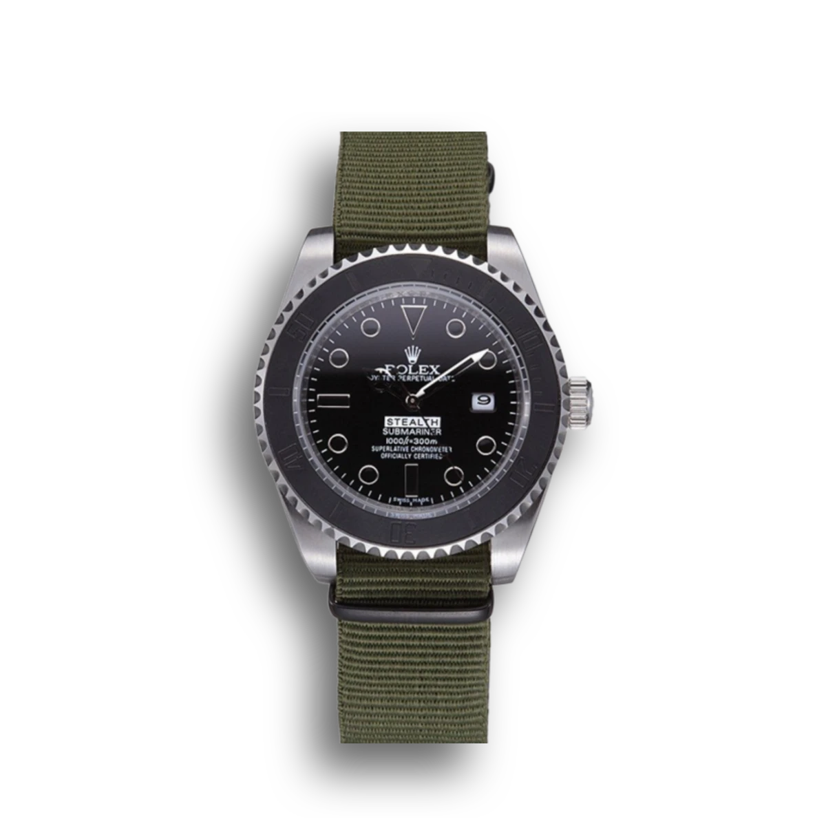 Submariner 621990 replica black dial — front view