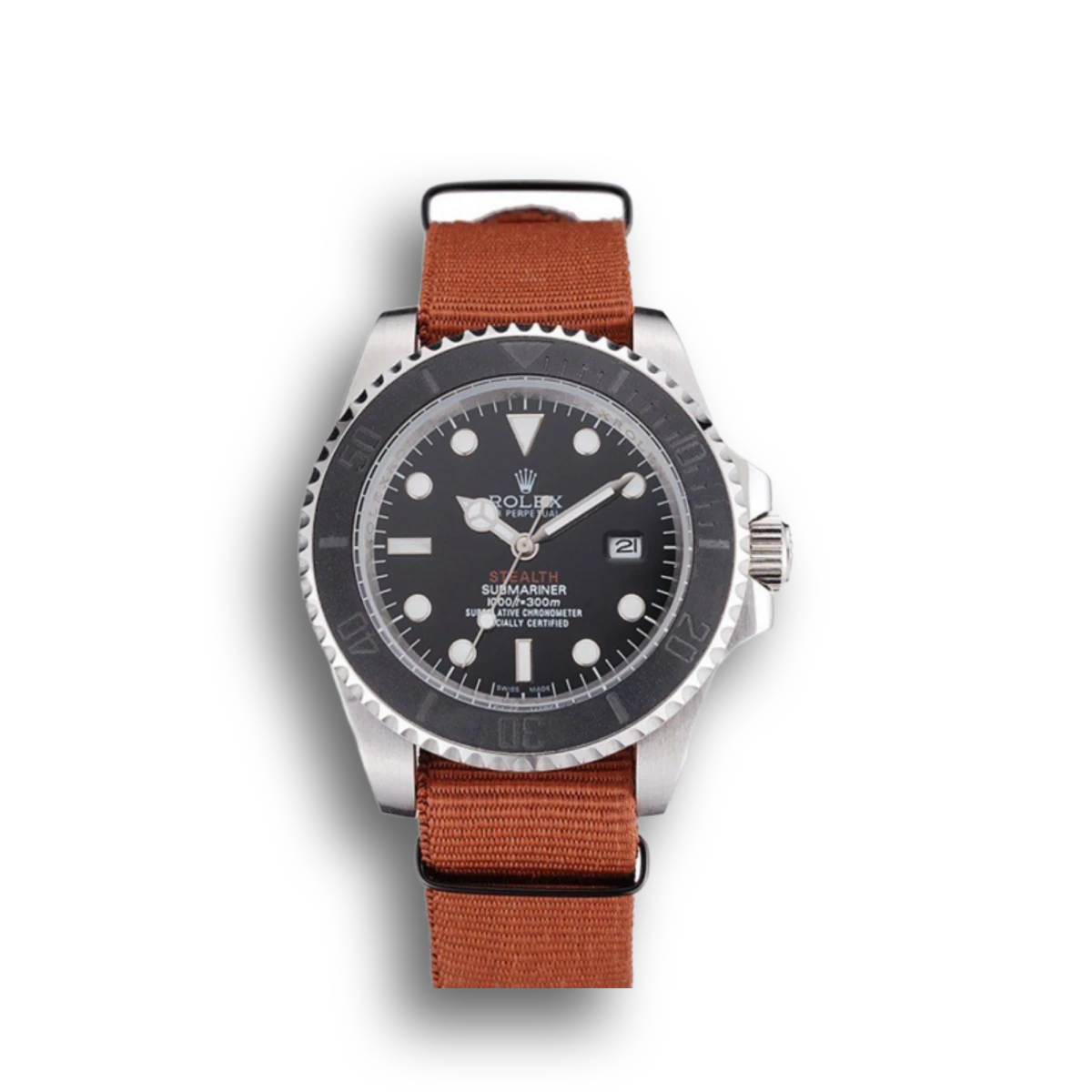 Submariner 621387 replica black dial — front view