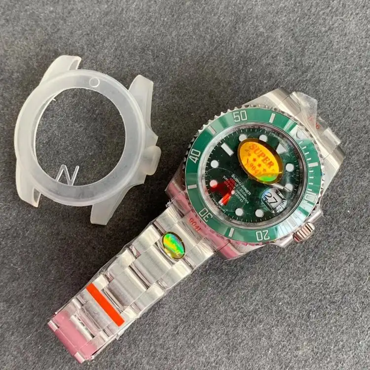 Rolex Submariner 116610LN super clone replica green dial — angled view