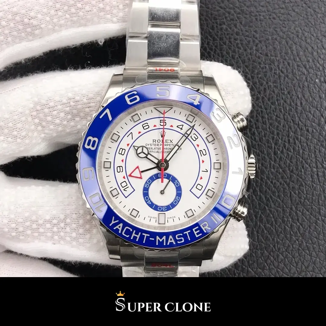 Yacht-Master 116680 rolex replica white dial — angled view
