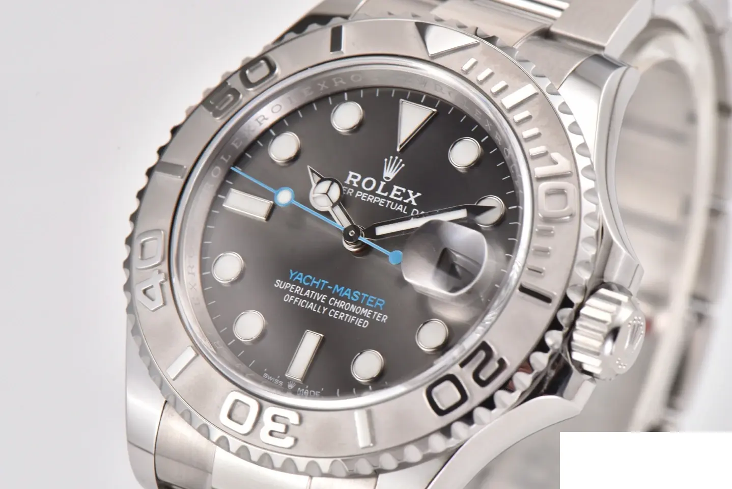 Rolex Yacht-Master 126622 rolex clone rhodium dial — angled view