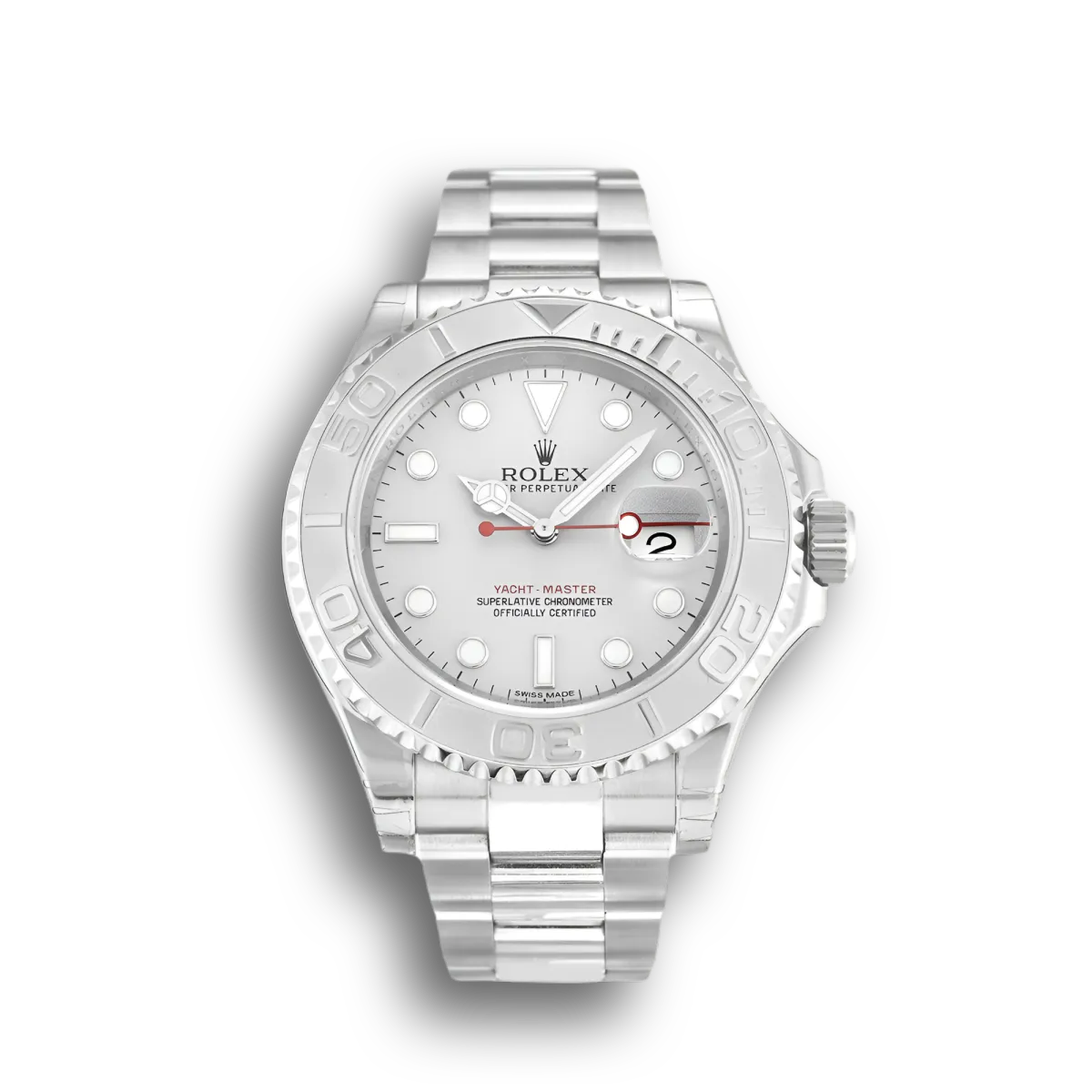 Rolex Yacht-Master 116622 clone silver dial — front view