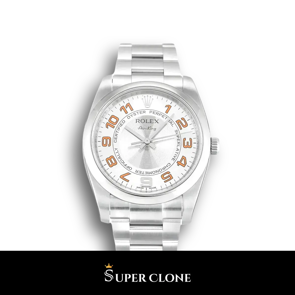 Rolex Air-King 114200 super clone silver dial, front view