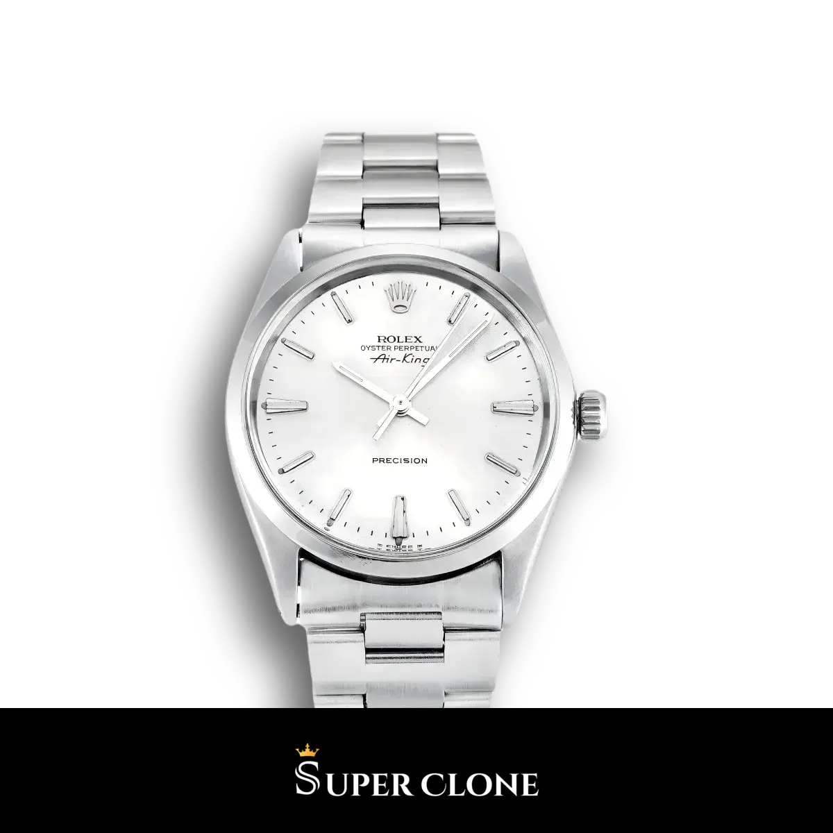 Rolex Air-King 5500 super clone silver dial, front view
