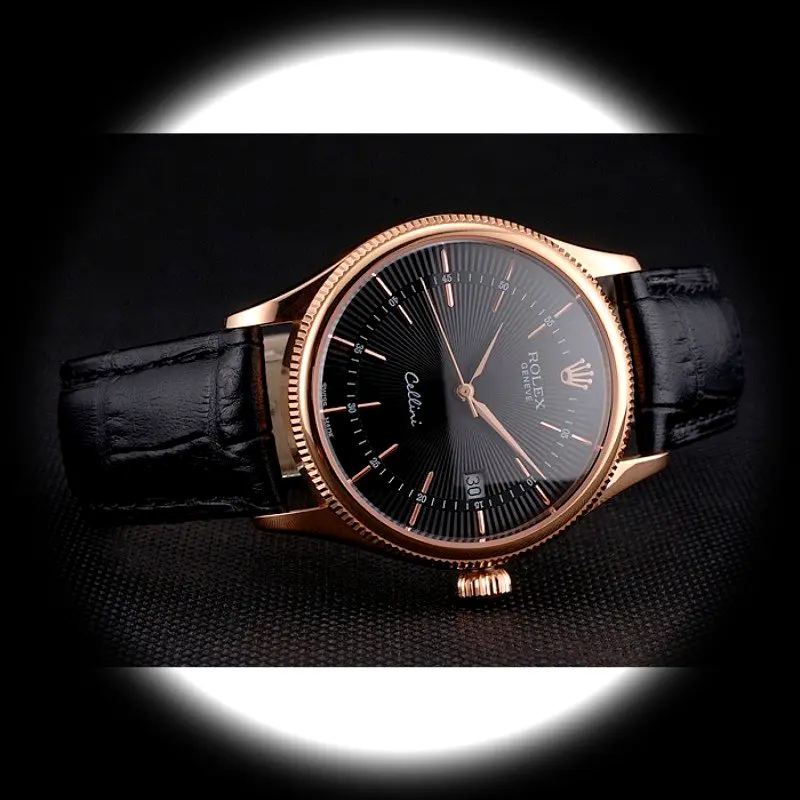 Rolex Cellini REP016799 Swiss clone black dial — caseback detail