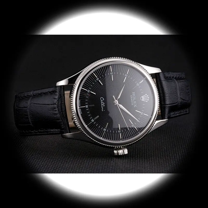 Rolex Cellini REP016809 Swiss replica black dial — caseback detail