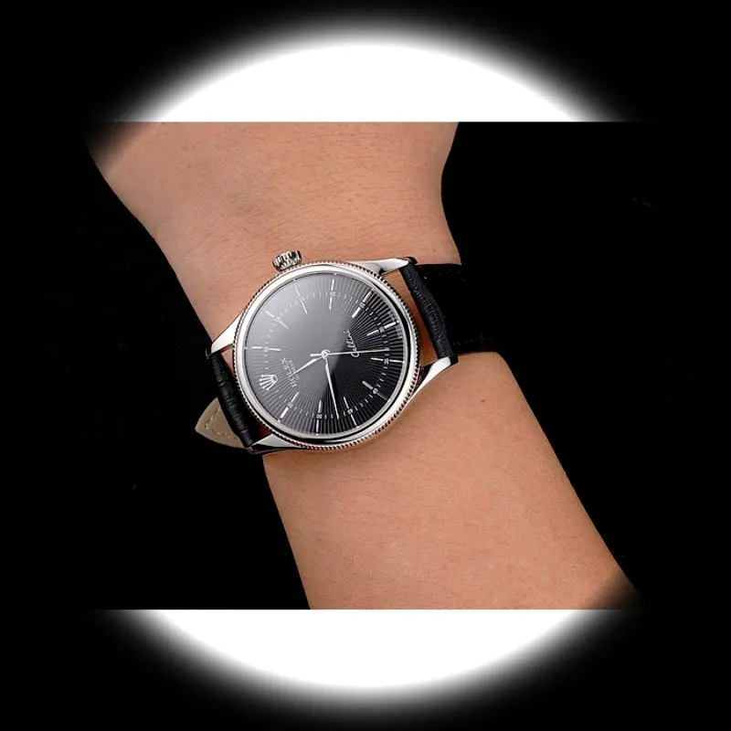 Rolex Cellini REP016809 super clone black dial — angled view