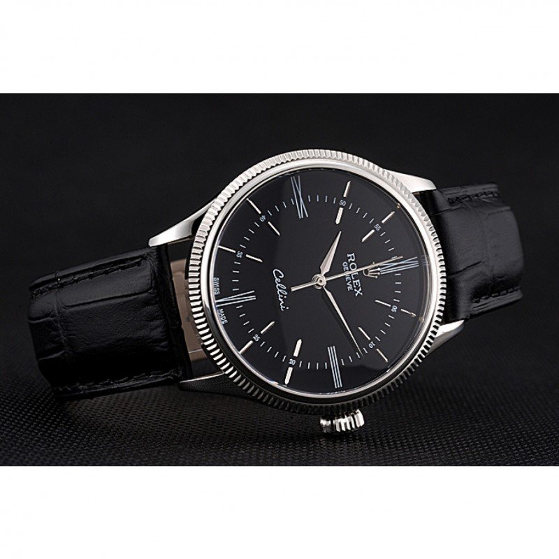Rolex Cellini 622654, smooth bezel, leather strap bracelet