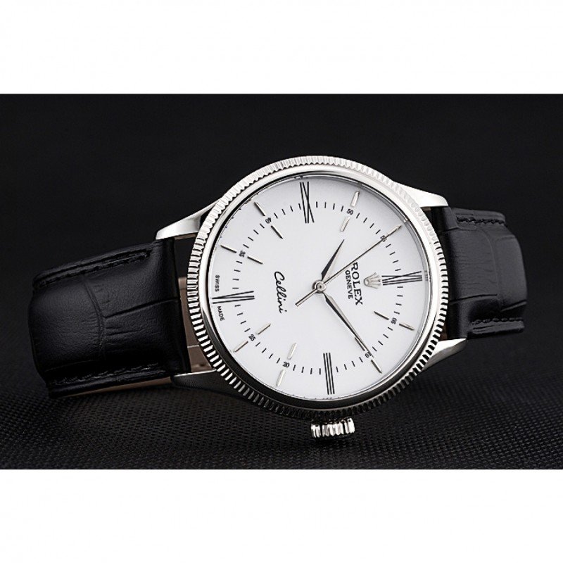 Cellini 622653, smooth bezel, leather strap bracelet