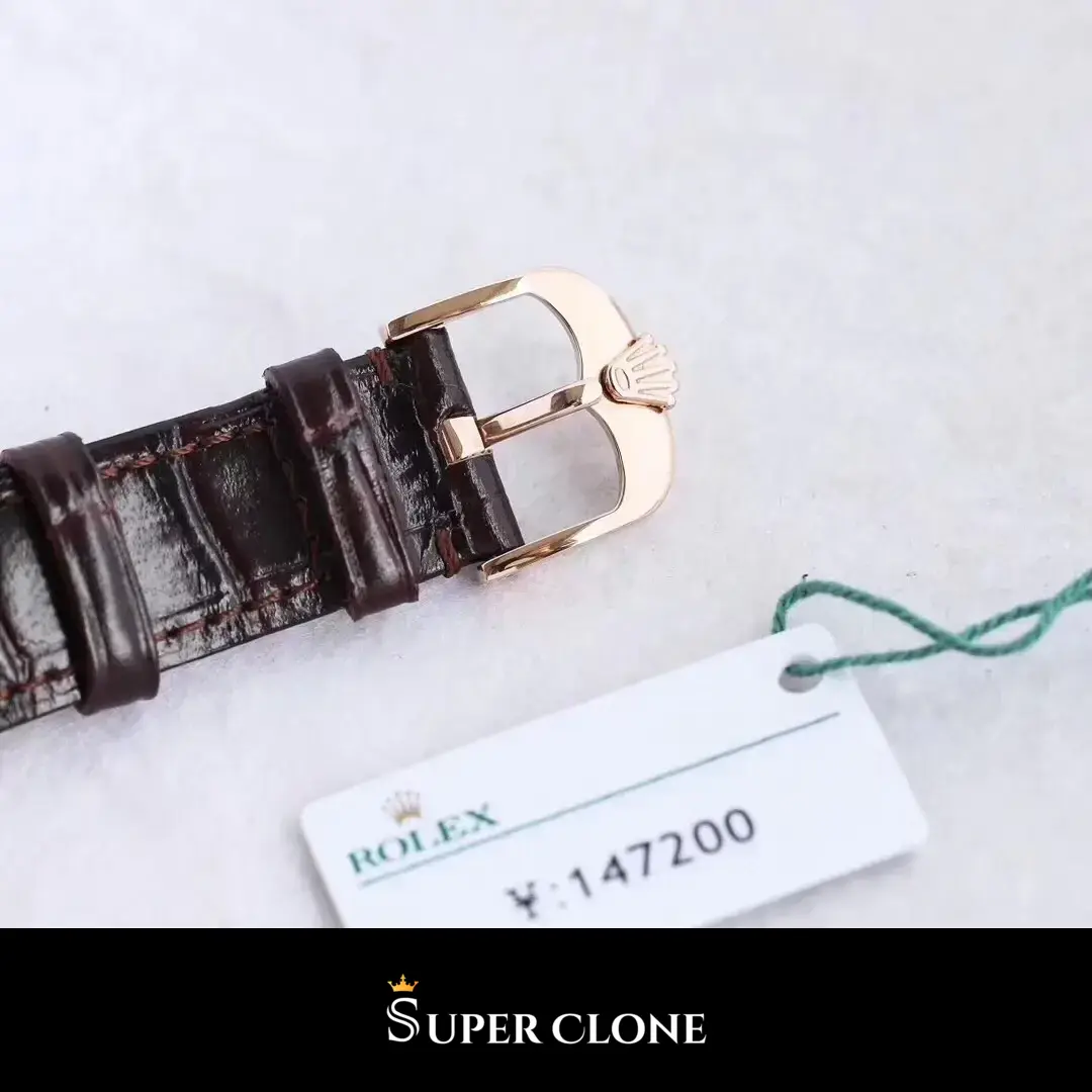 Rolex Cellini 50505, smooth bezel, leather strap bracelet