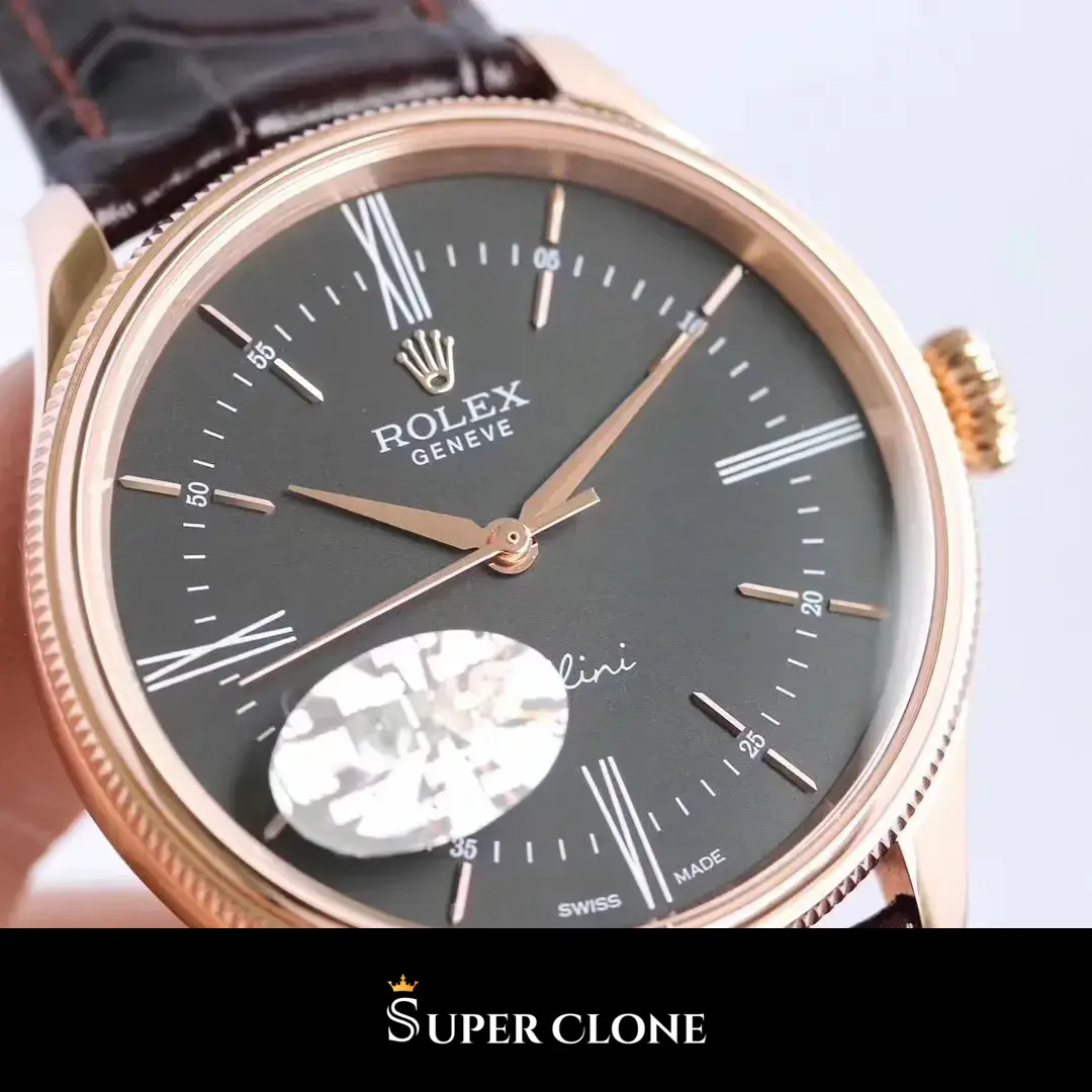 Cellini 50505, 904l steel case, leather strap bracelet