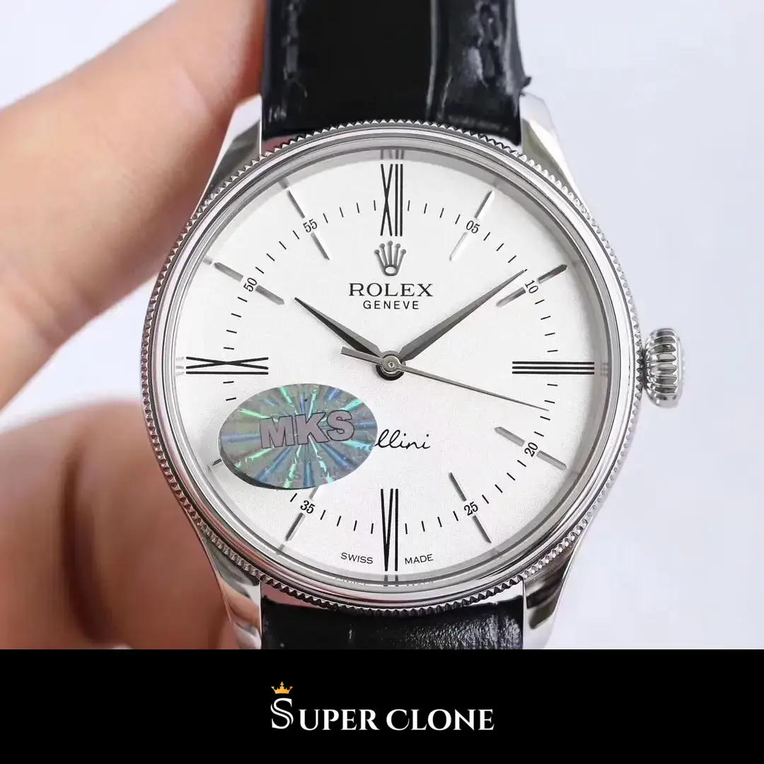 Rolex Cellini 50509, smooth bezel, leather strap bracelet