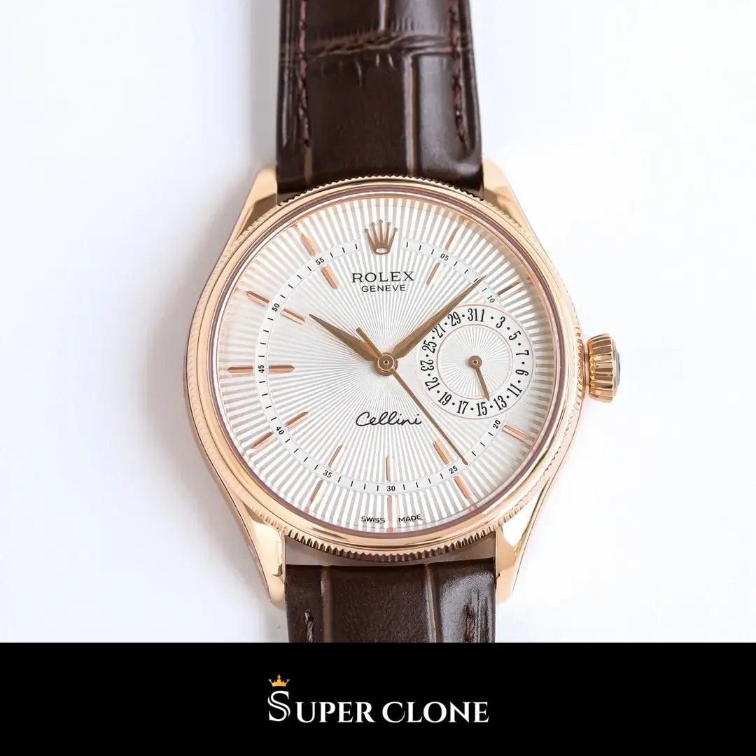 Cellini 50515, smooth bezel, leather strap bracelet