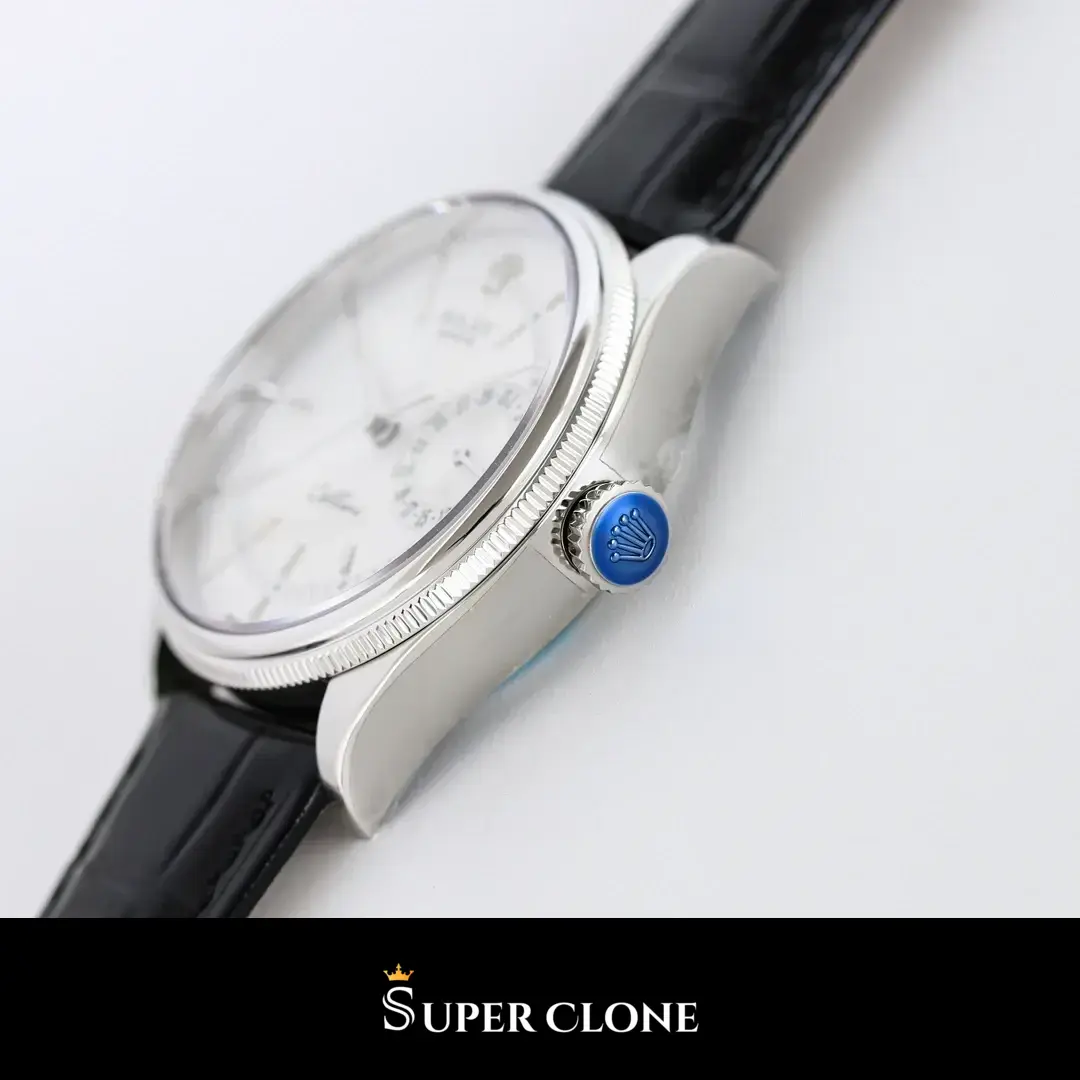 Cellini 50519, smooth bezel, leather strap bracelet