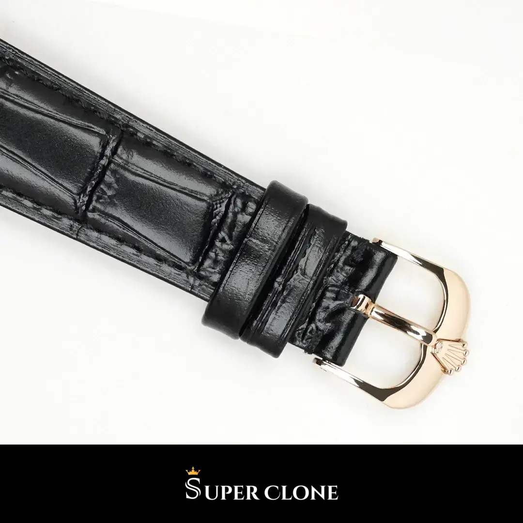 Cellini 50525, rose gold plated case, leather strap bracelet
