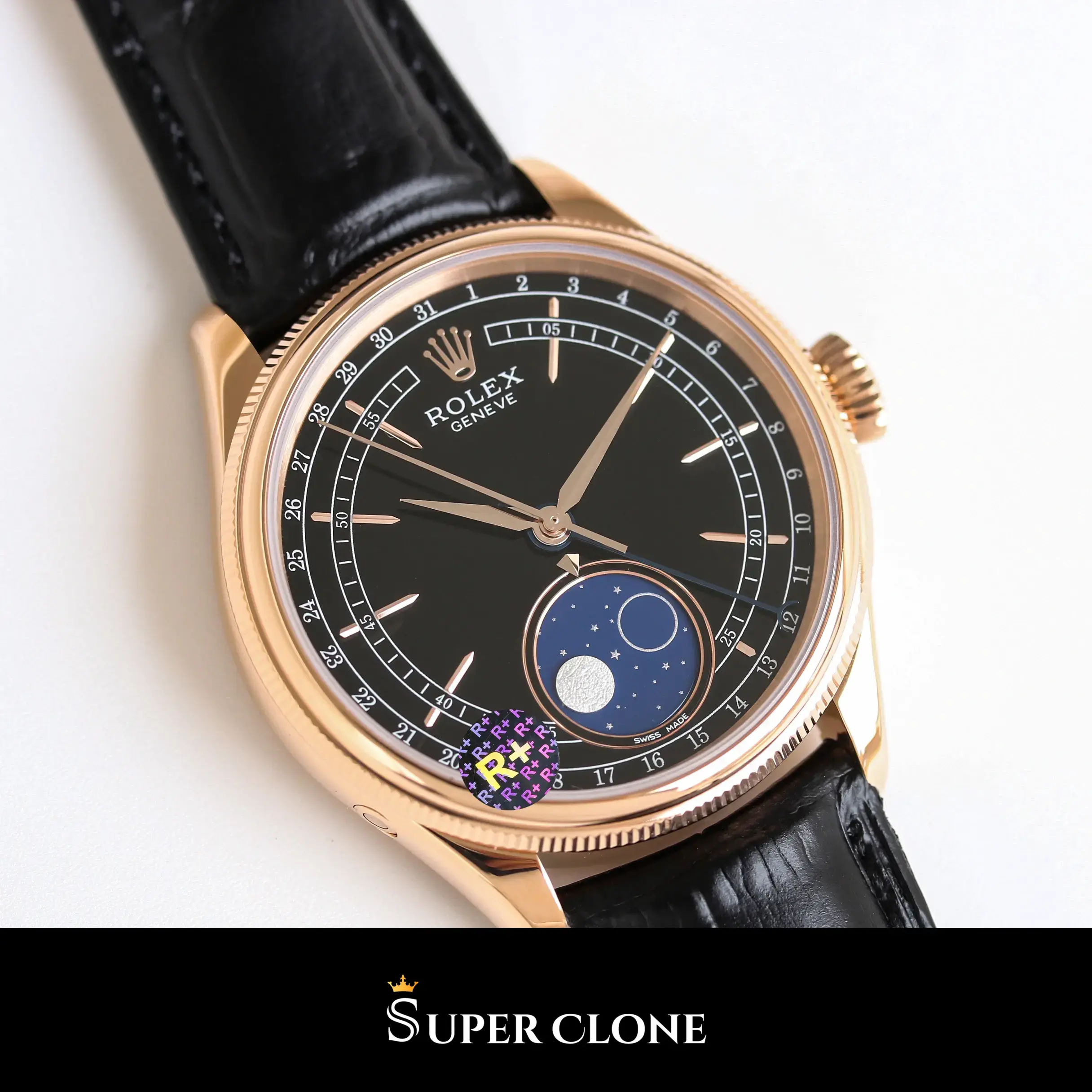 Rolex Cellini 50535, leather strap bracelet, sapphire crystal