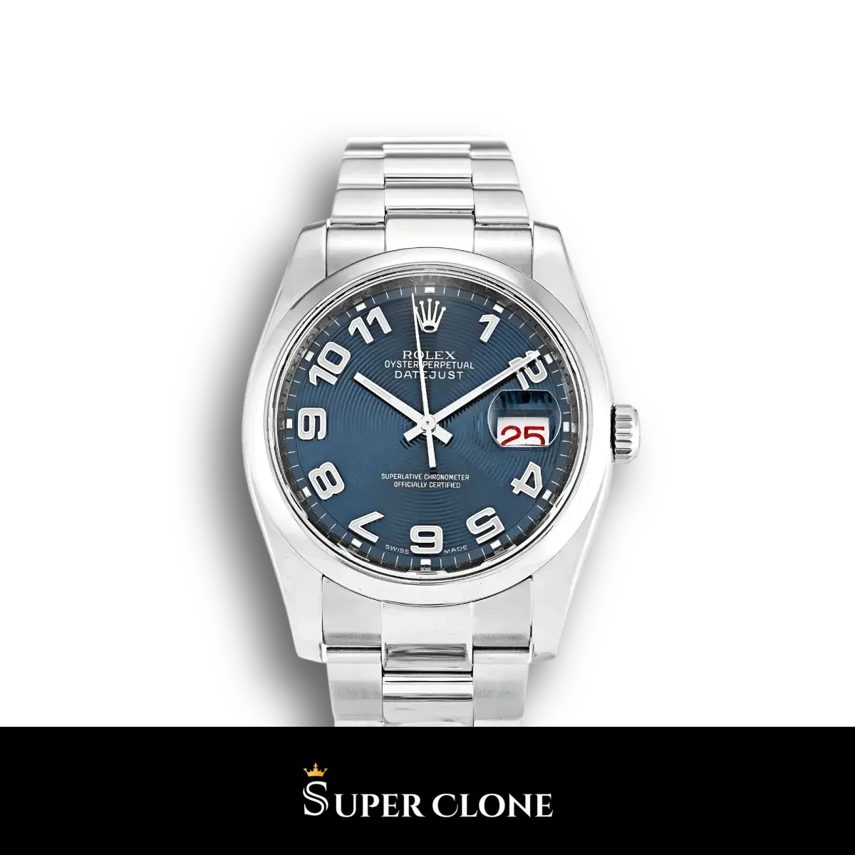 Datejust 116200 super clone blue dial, front view