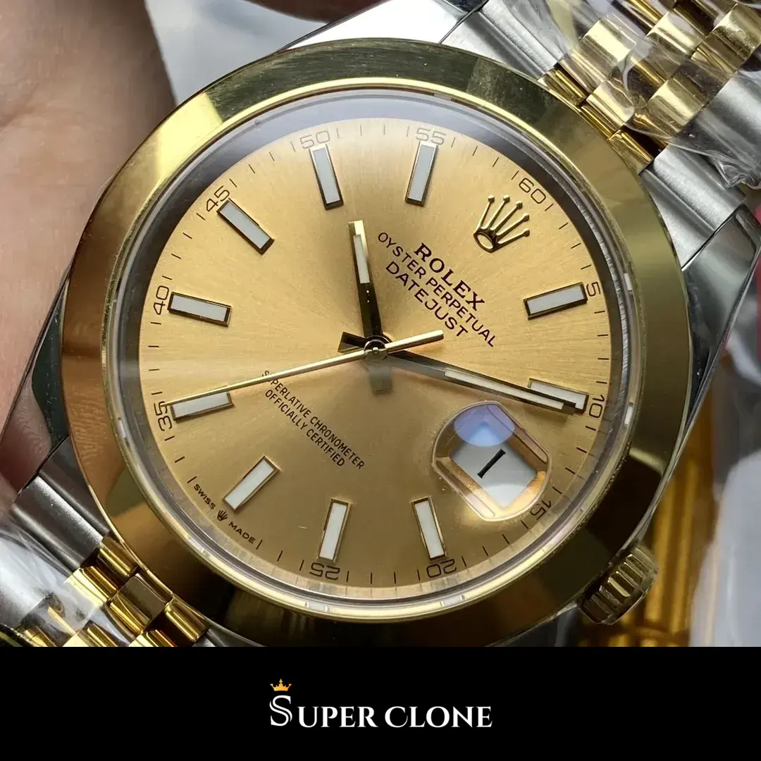 Rolex Datejust 126203, champagne dial, stainless steel & yellow gold case