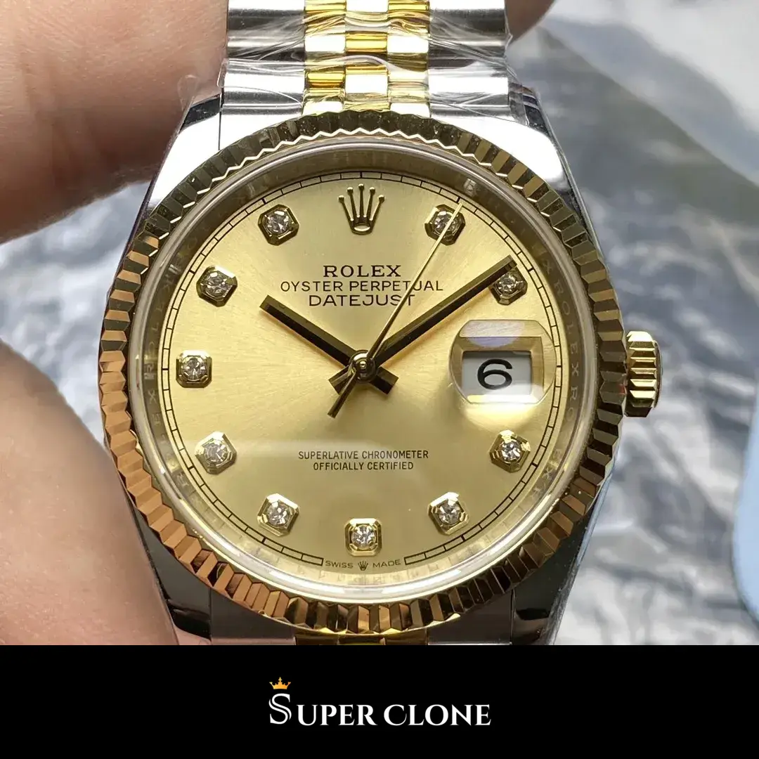 Rolex Datejust 126233, yellow gold fluted bezel, jubilee bracelet