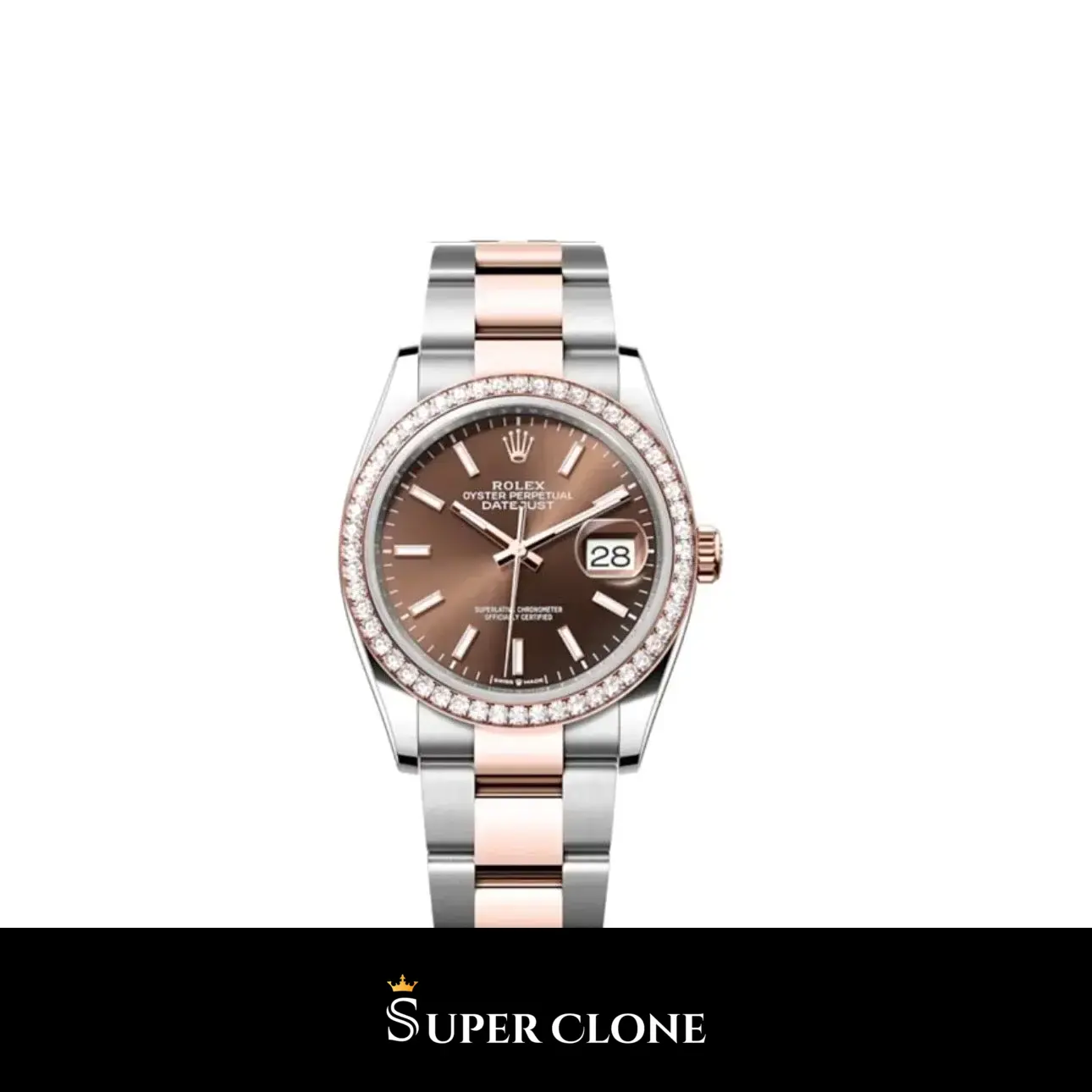 Rolex Datejust 126281RBR, 36mm Chocolate Dial with Diamond Bezel