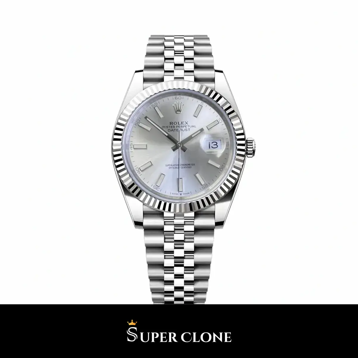 Datejust 126334 super clone silver dial, front view
