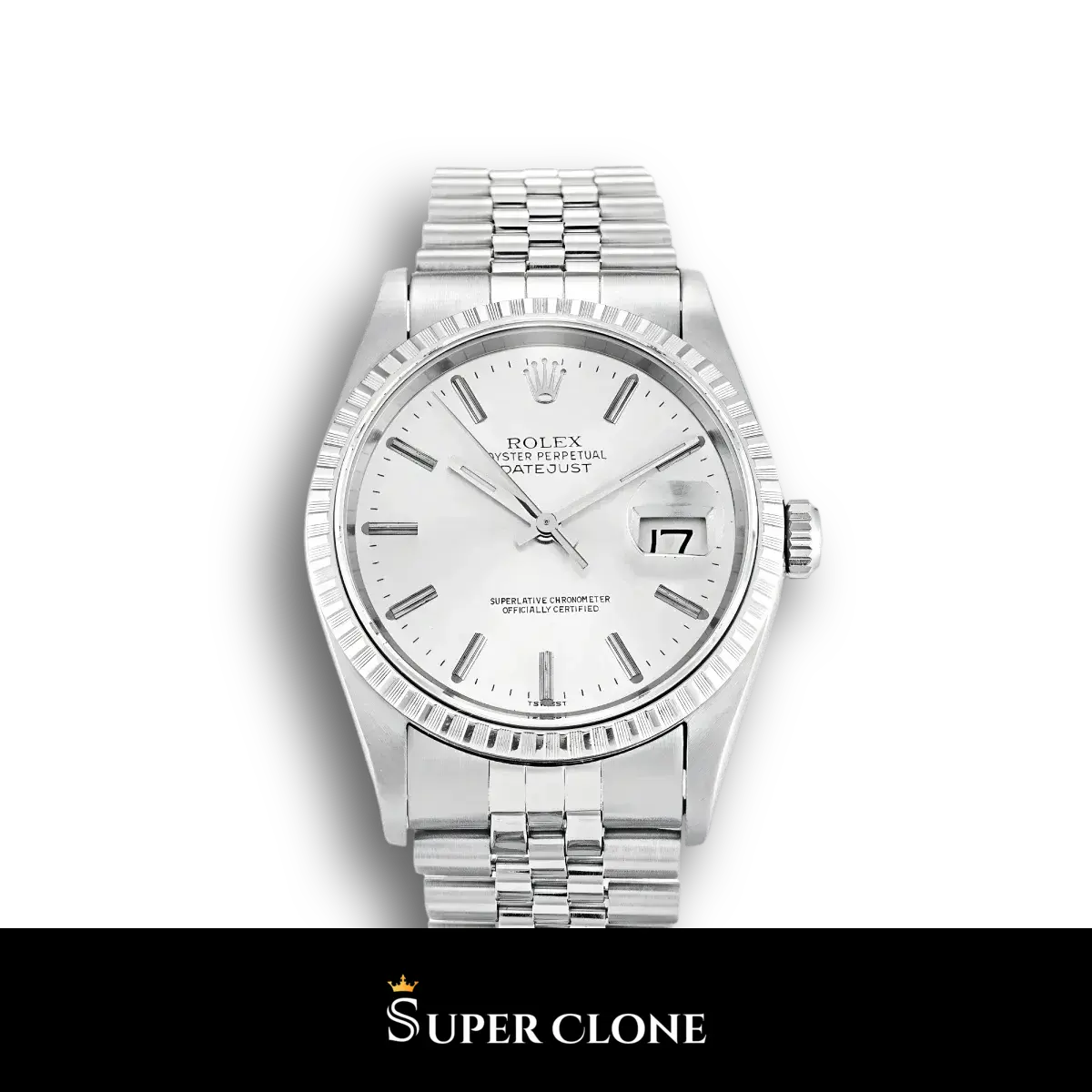 Datejust 16220 super clone silver dial, front view
