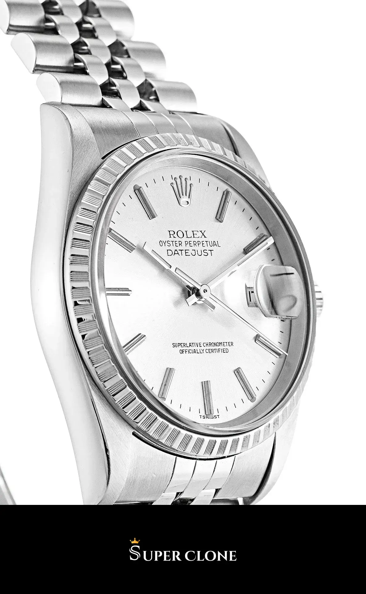 Datejust 16220, stainless steel case, engine-turned bezel