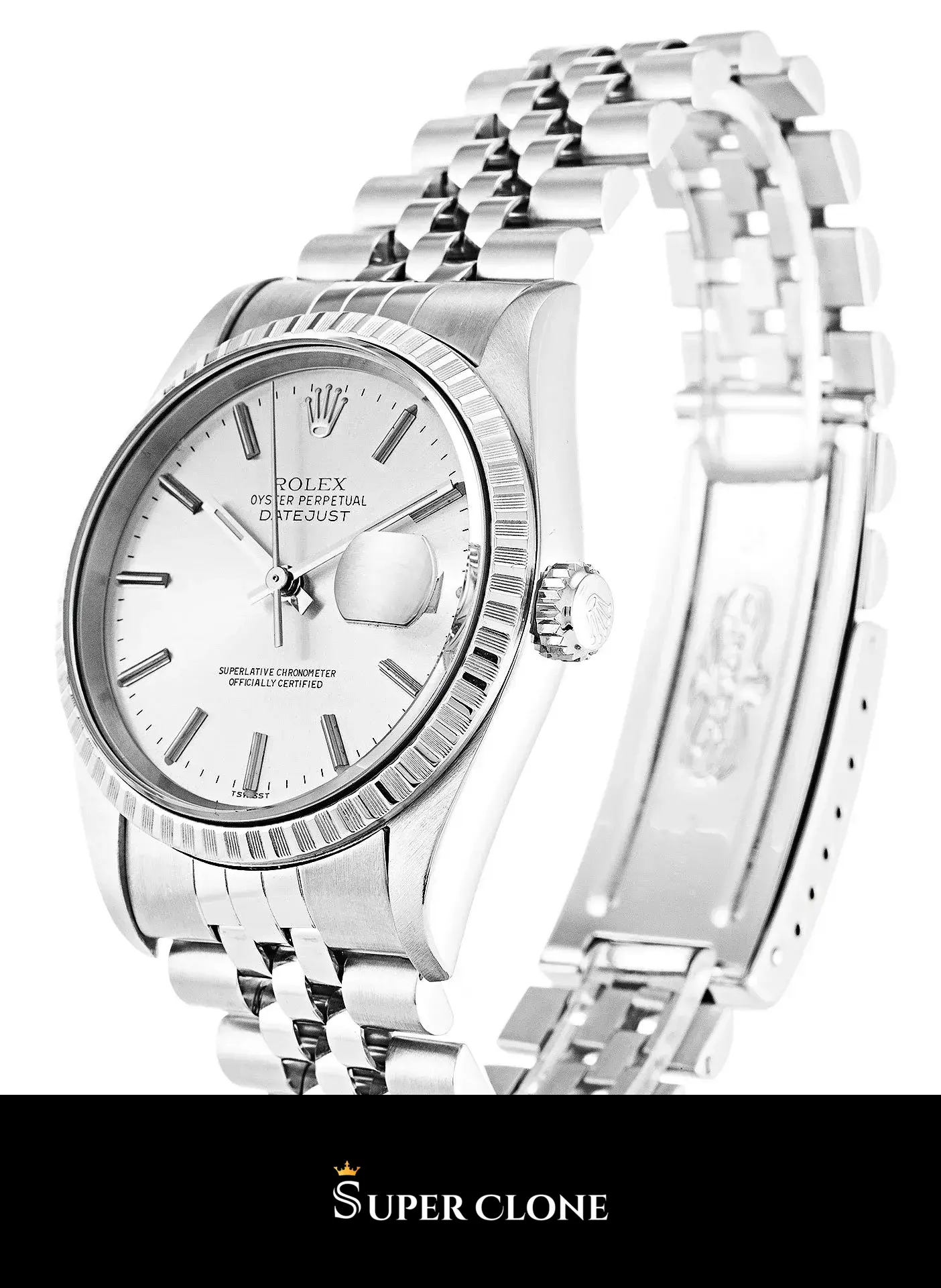 Rolex Datejust 16220, engine-turned bezel, jubilee bracelet