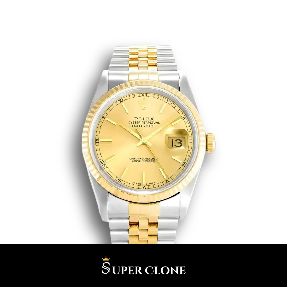 Rolex Datejust 16233, 36mm Champagne Gold Dial, Fluted Bezel