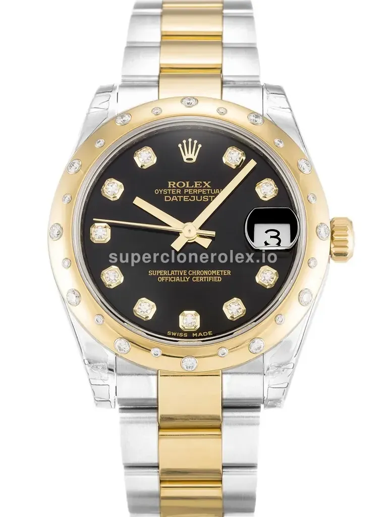 Rolex Datejust 178343, 31mm Black Dial with Diamond Bezel