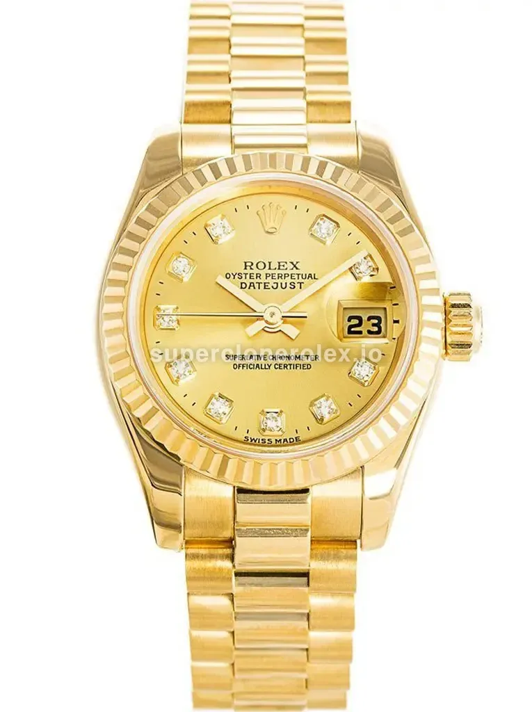 Rolex Lady-Datejust 179178: Champagne Diamond Dial, Gold President