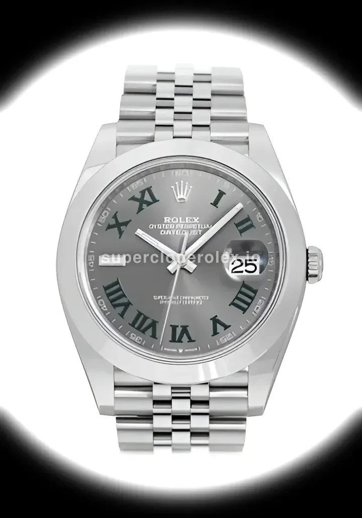 Rolex Datejust 42000 Wimbledon 1:1 super clone silver dial — front view