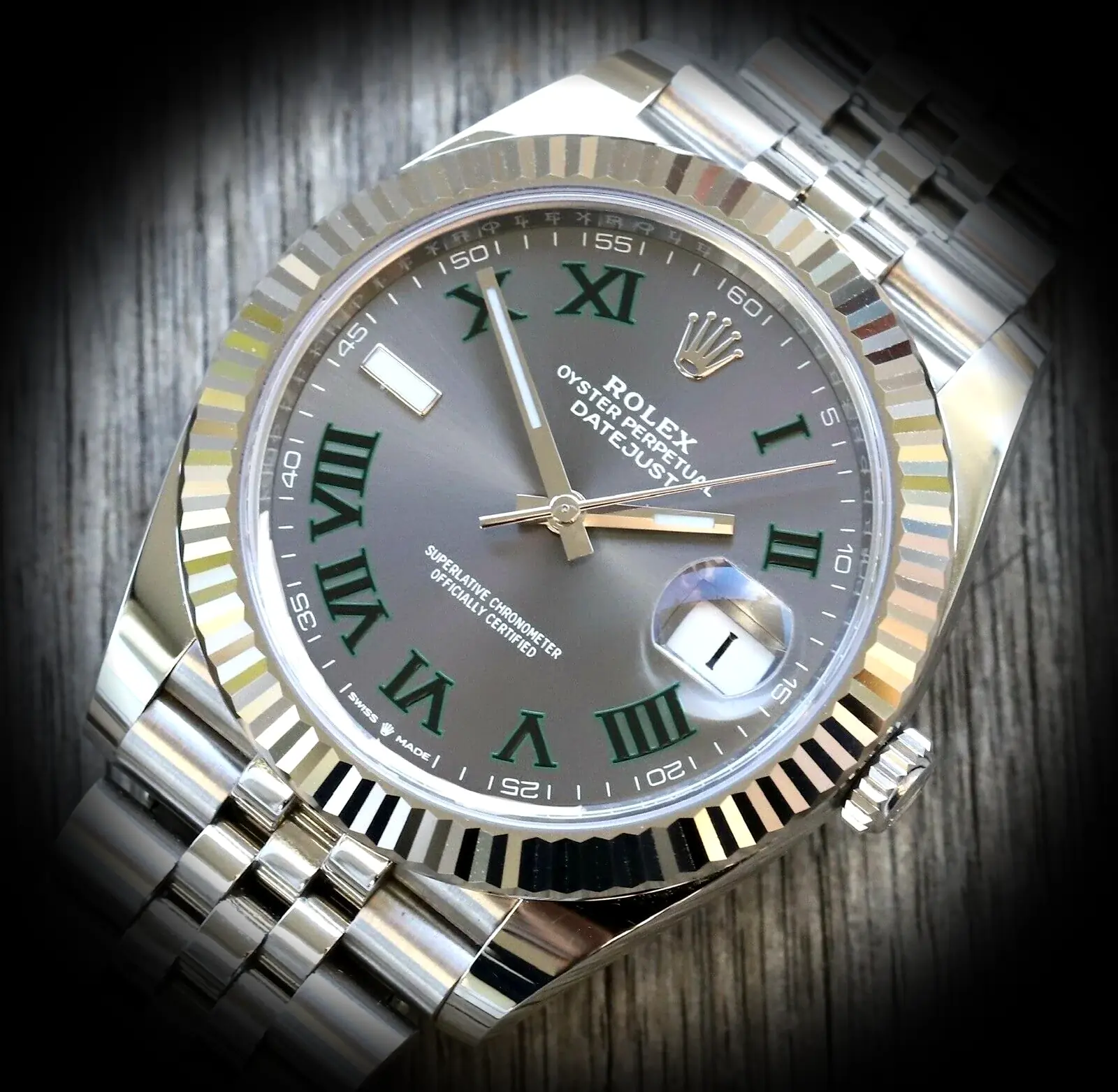 Rolex Datejust 126334 Wimbledon super clone 41mm — dial close-up