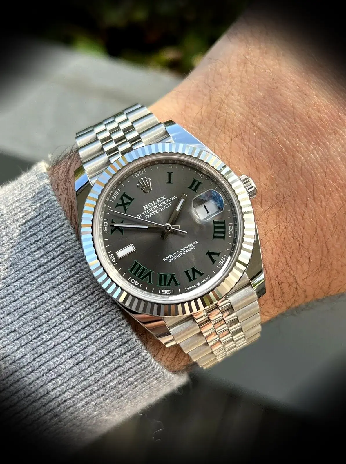 Rolex Datejust 126334 1:1 super clone silver dial — angled view