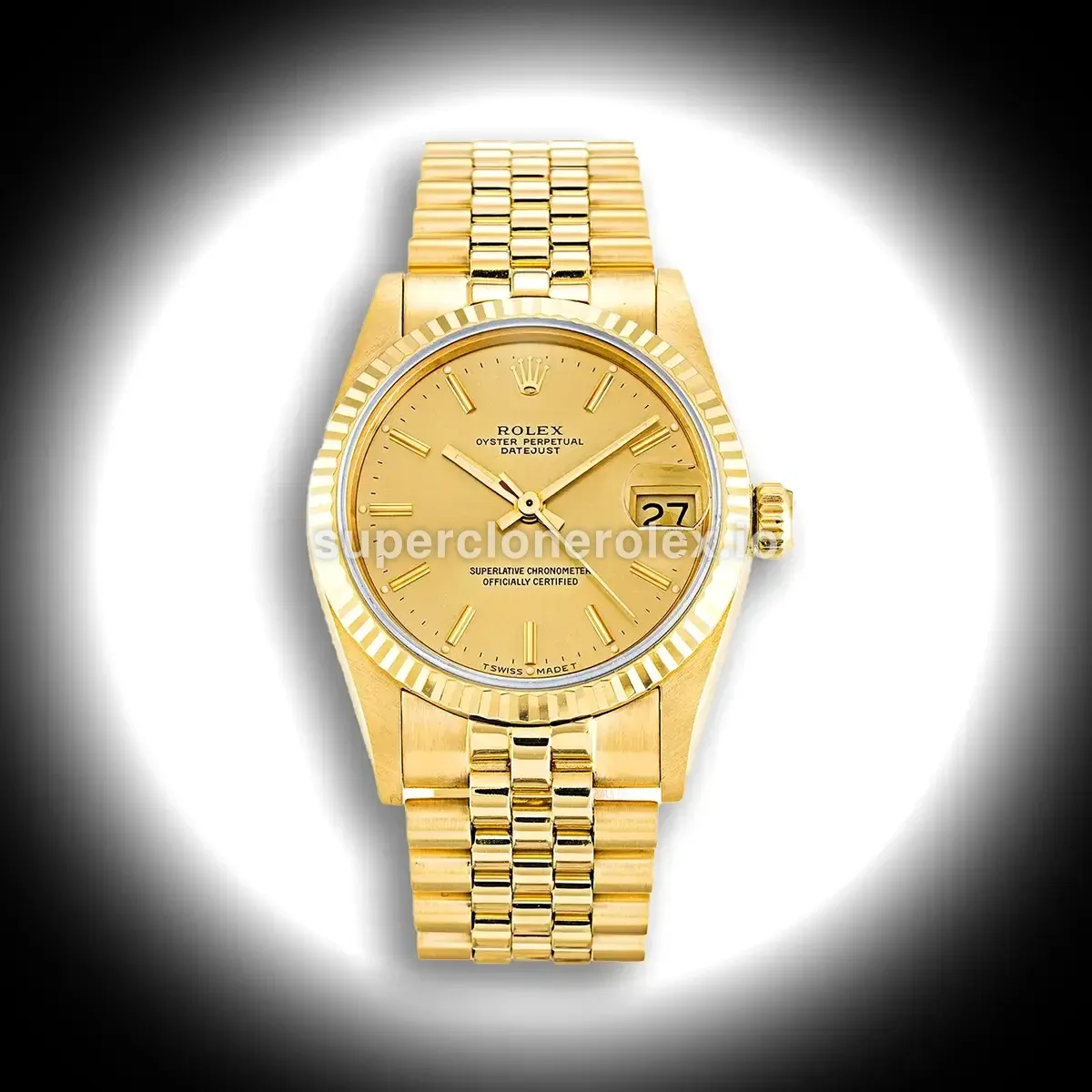 Rolex Datejust 68278 Yellow Gold Mid-Size 31mm Champagne Dial replica watch
