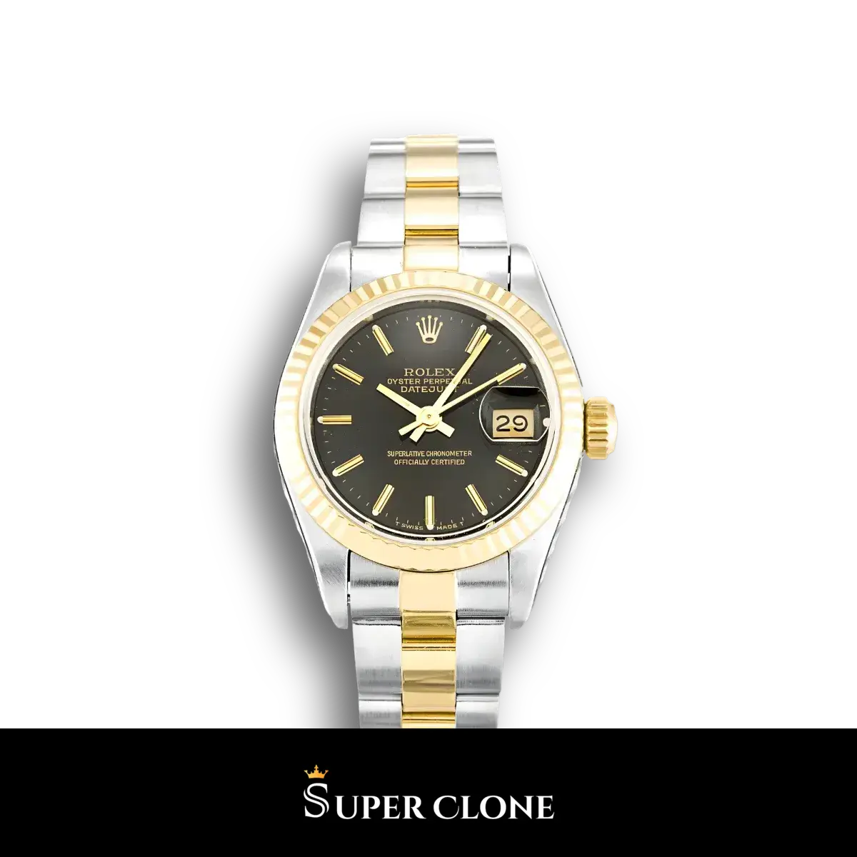 Rolex Datejust 69173 super clone black dial, front view