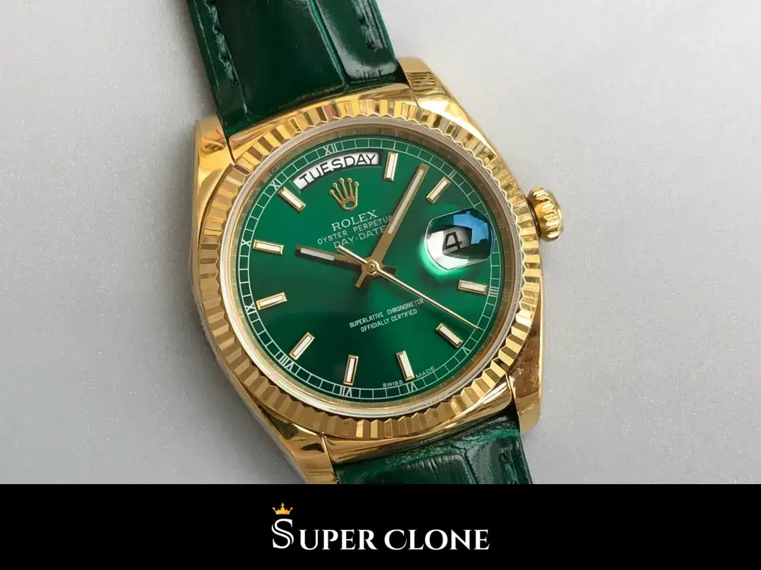 Day-Date 118138, yellow gold fluted bezel, sapphire crystal