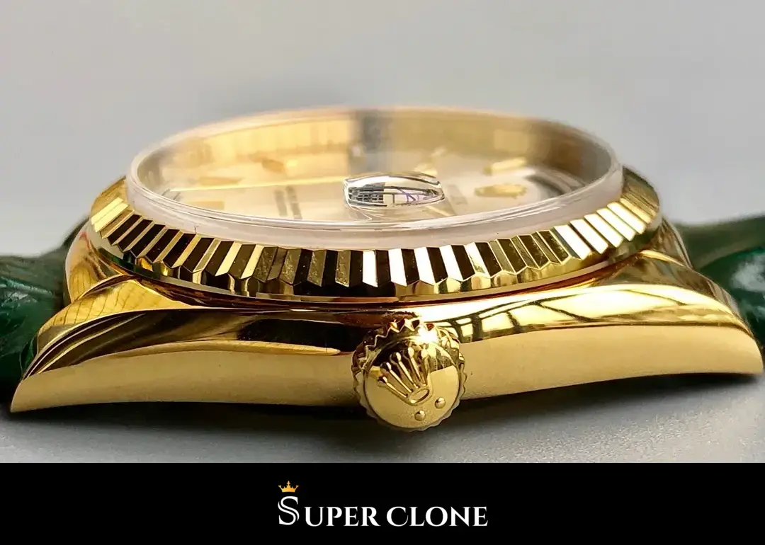 Rolex Day-Date 118138, yellow gold case, leather bracelet