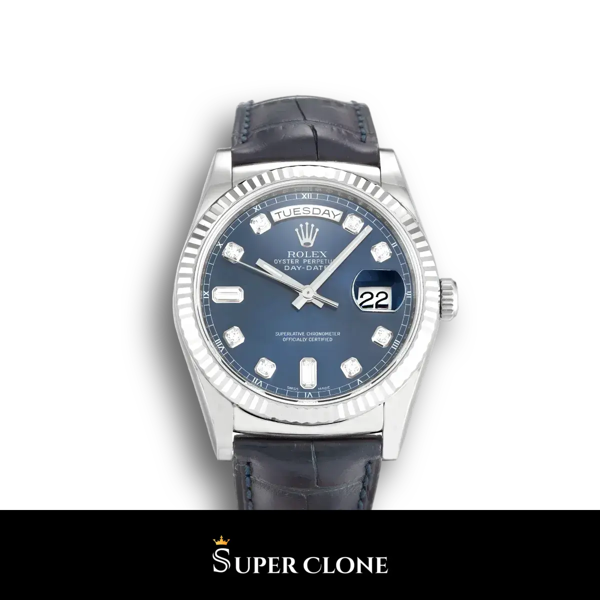 Rolex Day-Date 118139 super clone blue dial, front view