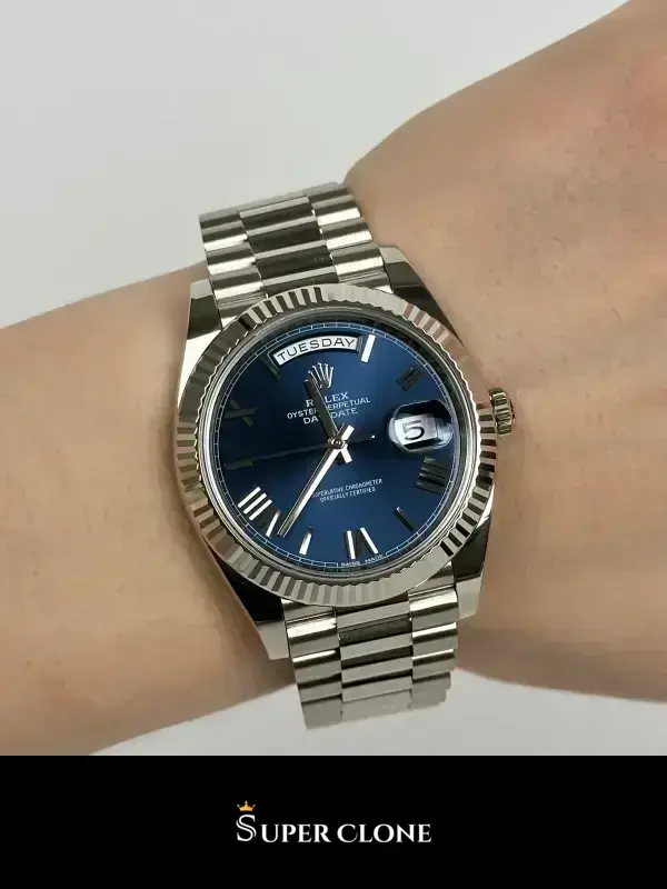 Day-Date 228239, 904l steel case, fluted bezel